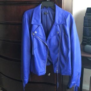 Blue faux leather jacket